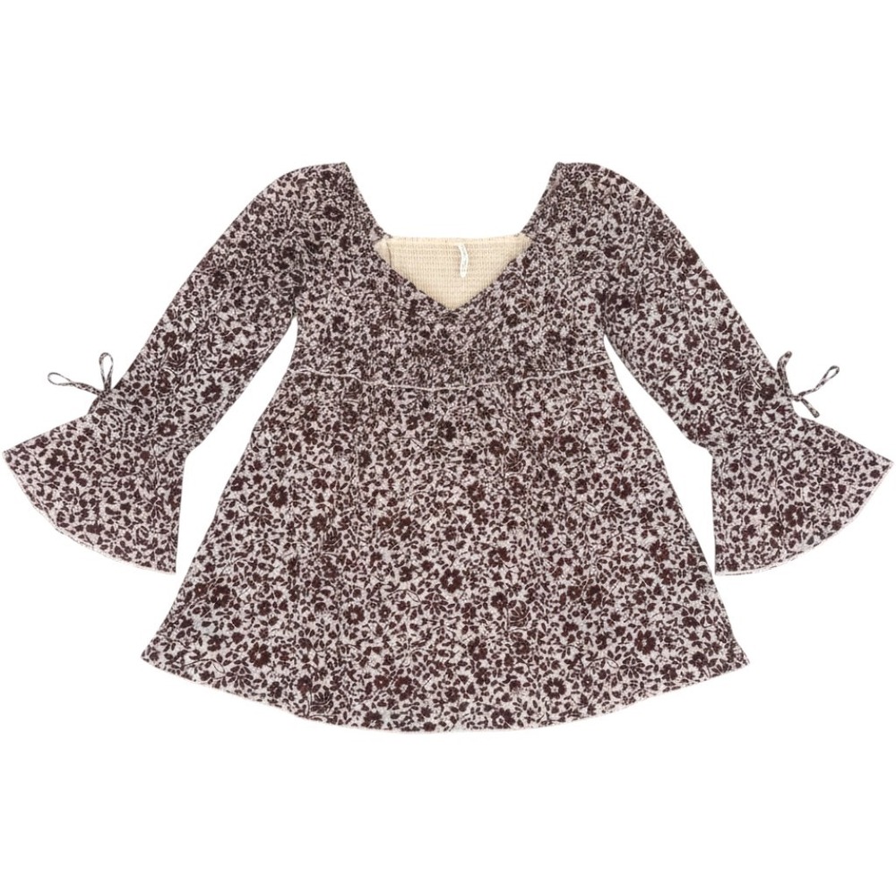 American Eagle Floral Peasant Top Womens Medium Burgundy NWOT Bell Smocked